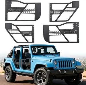 MONOKING 4PCS DIY Paintable USA Flag Tube Doors for 2007-2018 Wrangler JK JLU 4-Door, Heavy Duty Carbon Steel Off-Road Safari Tubular Half Doors w/Tactical Molle Panels