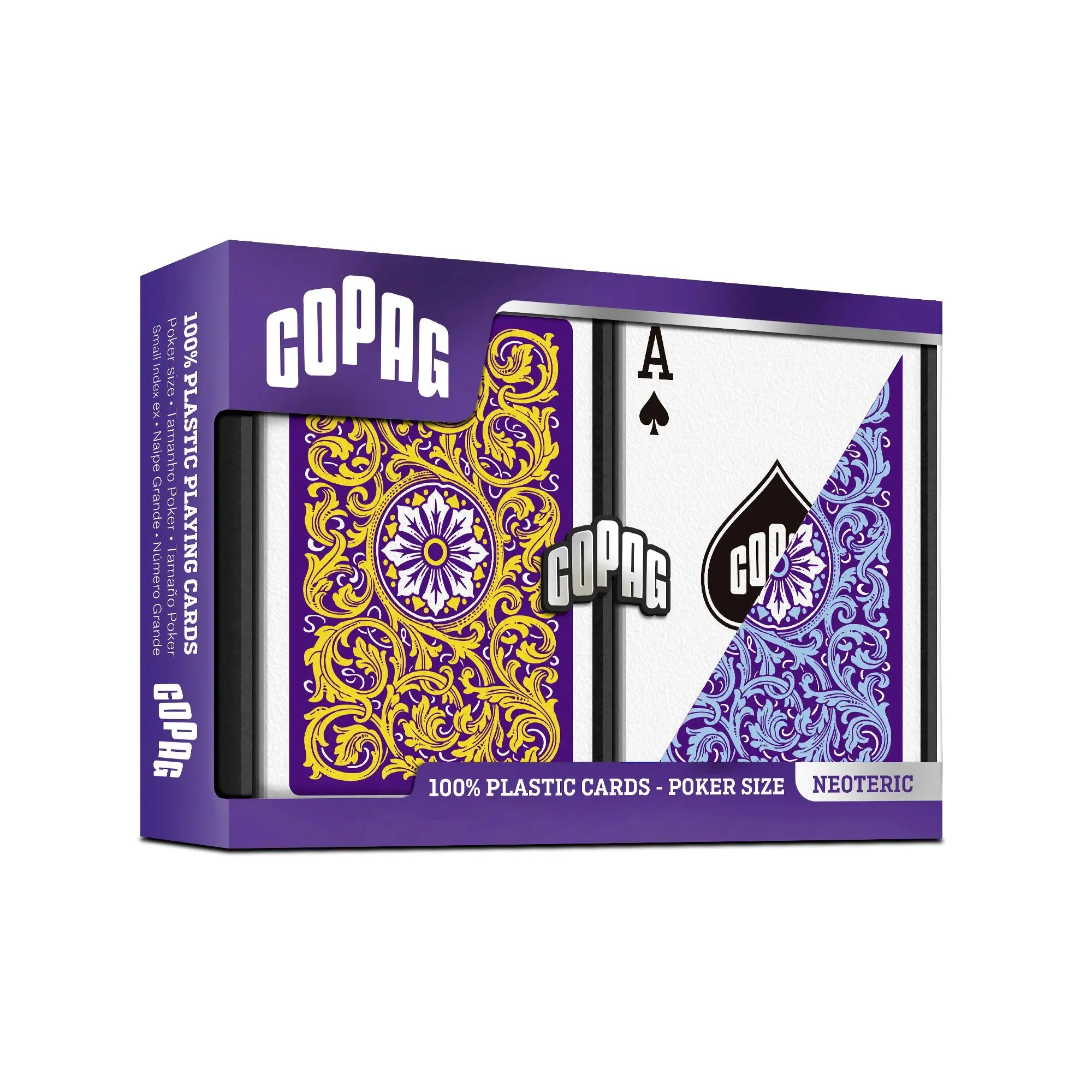 Copag Neoteric Modern 100% PVC Plastic Cool Playing Cards - 2-Deck Poker-Size Set with Regular Index, Blue & Yellow Card Games for Teens, Poker Card Design