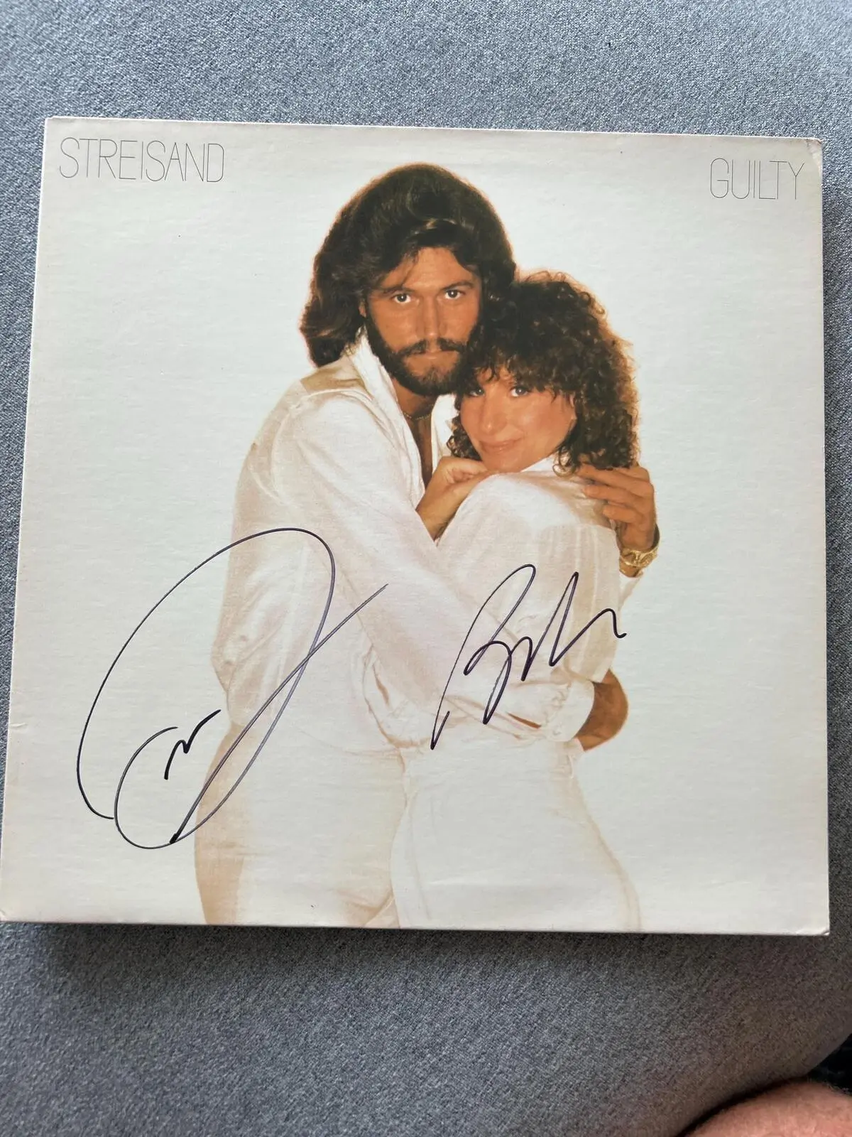 Autographed Bee Gees Barry Gibb & Barbara Streisand Guilty Vinyl Record Album - Collectible with COA Included