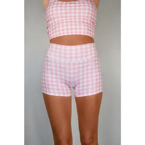 Pivot Gingham Biker Shorts - Pink