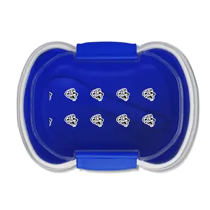 Fading Skull Two-Tier Bento Box Lunch Boxes with Blue Accents and Clear Design Non-BPA Free for Versatile Meal Storage