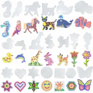 20PCS 5mm Fuse Bead Pegboards in Different Shapes Patterns Suitable for Children's DIY Crafts Includes Seahorses Parrots Horses and More