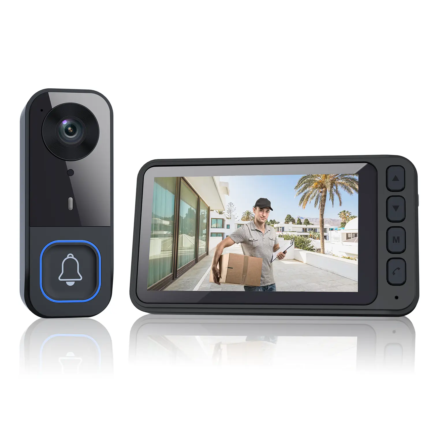 No Wiring Wireless Video Intercom Doorbell X3 4.5" Large Screen Easy For Elderly Kids Auto Record Visitor Footage Up To 128GB Storage Clear Night Vision Lens