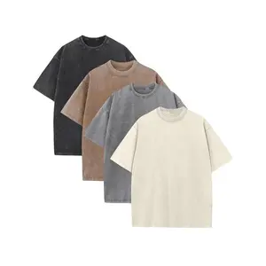 4pcs Set Men's Oversized Pure Cotton T-Shirt Loose Retro Washed Unisex Thickened Short Sleeve Casual Shirts, Round Neck Streetwear Top, Shirts Women, Mens Casual And Stylish Tshirts, Casual Wear, Everyday Outfit, Oversized Tee, Unisex Style, Sof