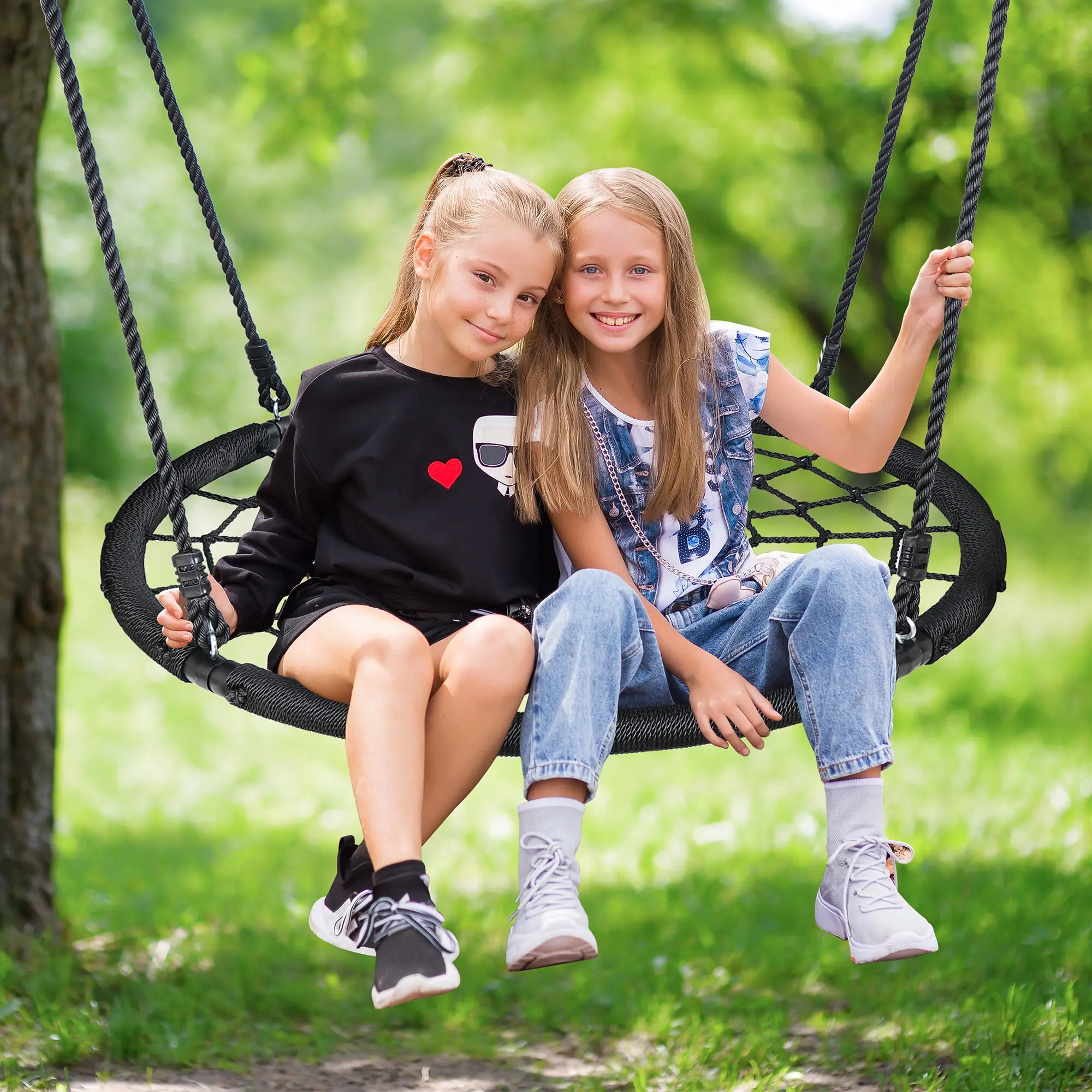 Zeny 48-inch Web Saucer Swing, Heavy-Duty Steel Playground Equipment for Outdoor Play, 700 lbs Capacity, Adjustable Ropes, Christmas Gift for Kids & Adults