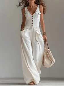 2026 New Summer Sleeveless Strap Dress, Casual Wide Leg Workwear Overall Jumpsuit, Comfortable and Stylish, Perfect for Daily Wear