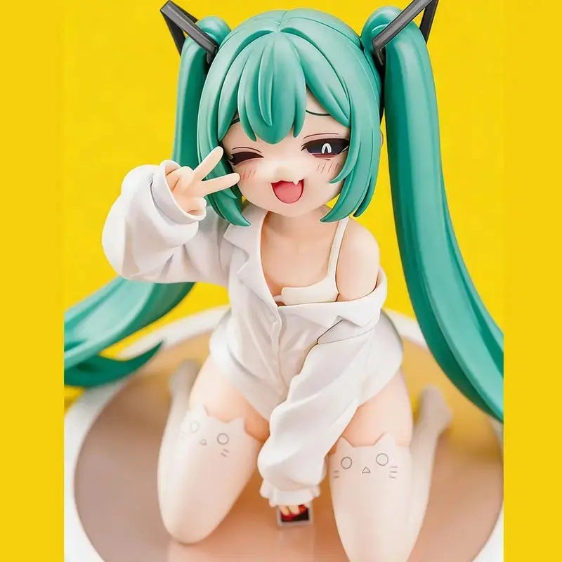 Anime Figure Hatsune Miku Gk Model Beautiful Girl White Pajama Collectible Statue Desktop Ornament For Adult Anime Collection