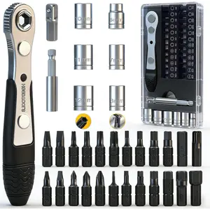 33in1 Right Angle  Set 1/4 Mini Ratchet Wrench S2  1/4 Bits 90  Offset  Metric/SAE Allen Bits Dedicated to Small Spaces &Outdoor Portable Tools