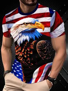 Casual 3D Digital Print Short Sleeve T-Shirt for Men, Fitted Round Neck Design, Perfect Gift for Boyfriend and Travel