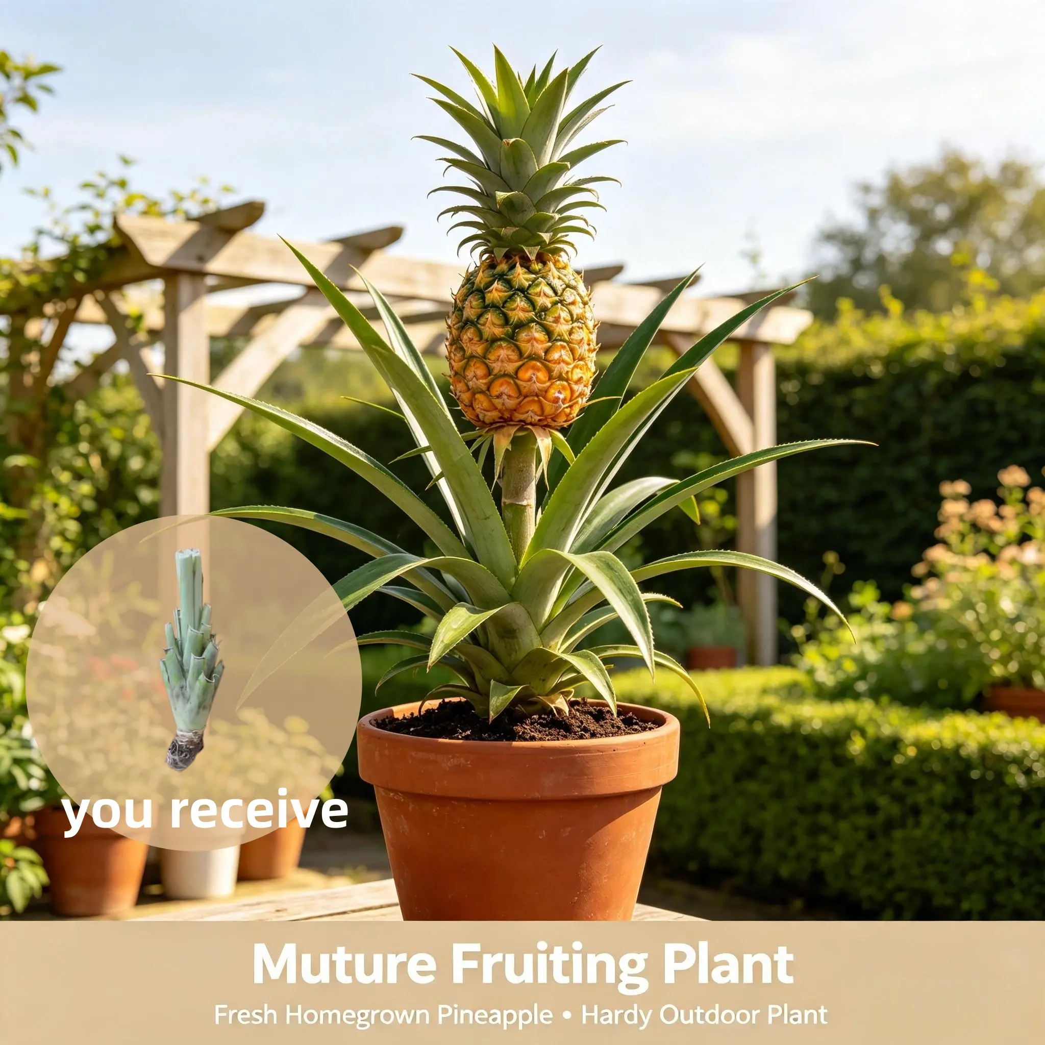 Gold‑Diamond Pineapple Live Sapling 30cm, Healthy Bare‑Root Seedling Without Soil Pot, Sweet Tropical Fruit Plant For US Backyard & Pot Culture