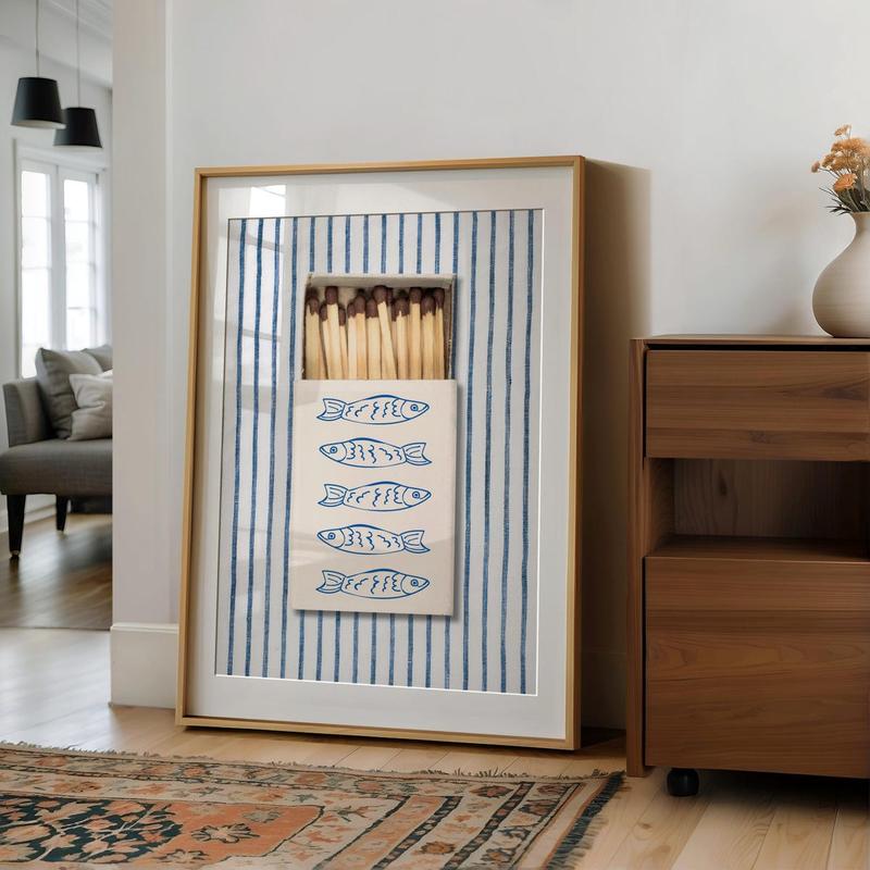Sardine Matchbox Wall Art - Digital Print, Coastal Decor  Poster Unframed - 5 size, 8x12  to 27x40