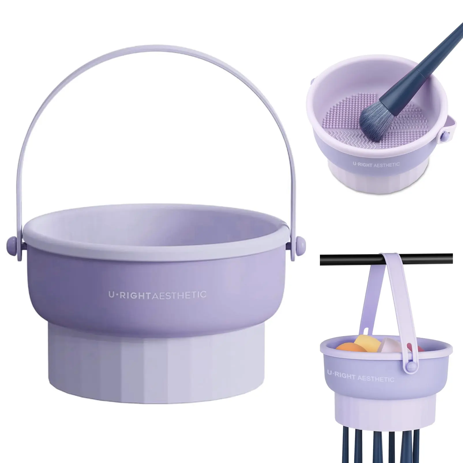 Makeup Brush Cleaner Mat 3 in 1 Silicone Makeup Brush Cleaner Bowl Cosmetic Brushes Cleaning Tool Makeup Cleaner for Brushes