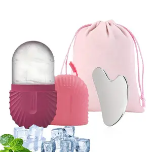 Manual Massage Kits, 1 Count Shell Silicone Ice Roller Mold & 1 Count Stainless Steel Scraping Board & 1 Count Storage Bag, Skin Care & Massage Tools