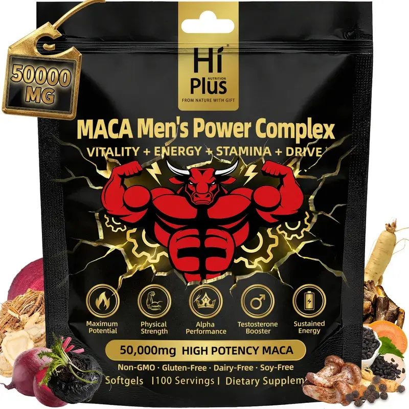 HiPlus Men's Wellness Supplement with Shilajit, Maca, Ashwagandha & Ginseng - 300 Softgels