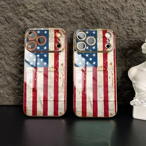 American Flag Phone Case， Vintage Patriotic Style for iPhone 17 16 15 14 13 12 11 Plus Pro Max. USA Flag Inspired Design Gift a2