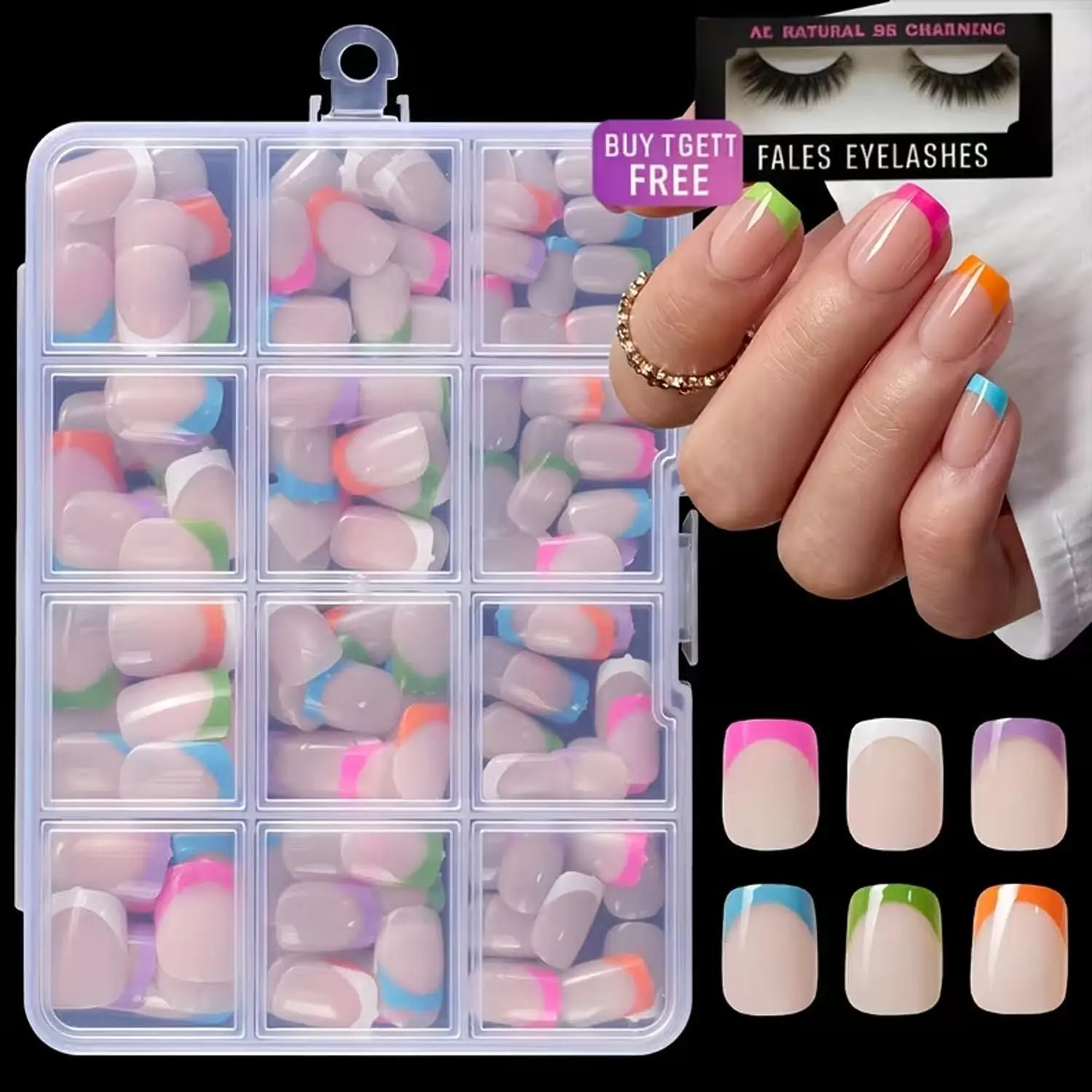 240 Pieces Colorful French-Style Detachable Glossy Short Nail Pieces, Fake Nails, Decorative Nails, Elegant Manicure Set for Artificial Nails, Simple and Stylish Design, French Tip