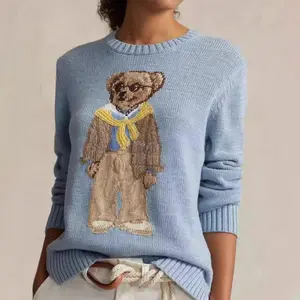 2025NewCasualBearPatternMachineEmbroideryroundNeckAll-MatchingYouthful-LookingHalloweenblouseRuchedSolidChristmasPunCrewNeckT-ShirtPopcornUnisexInspirationalKindnessFunnyHardCuteDrinkPumpkinshortblueClothesHoodieNurse Womenswear Sweatshirts