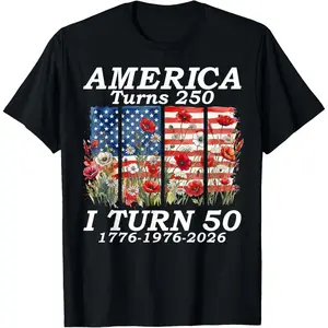 Funny America Turns 250 I Turn 50 1976 USA 50th Birthday T-Shirt