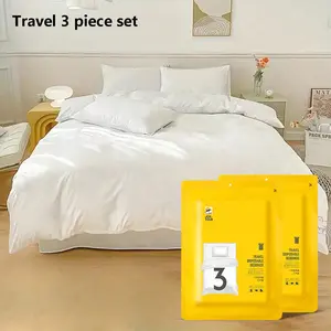 Travel Disposable Bedding Set, Bed Sheets Set, Bed Sets Supplies, Portable Hotel Travel Linen Set, 1 Sheet + 1 Fitted Sheet + Pillowcase(s), Essential Travel Supplies, Travel Essentials