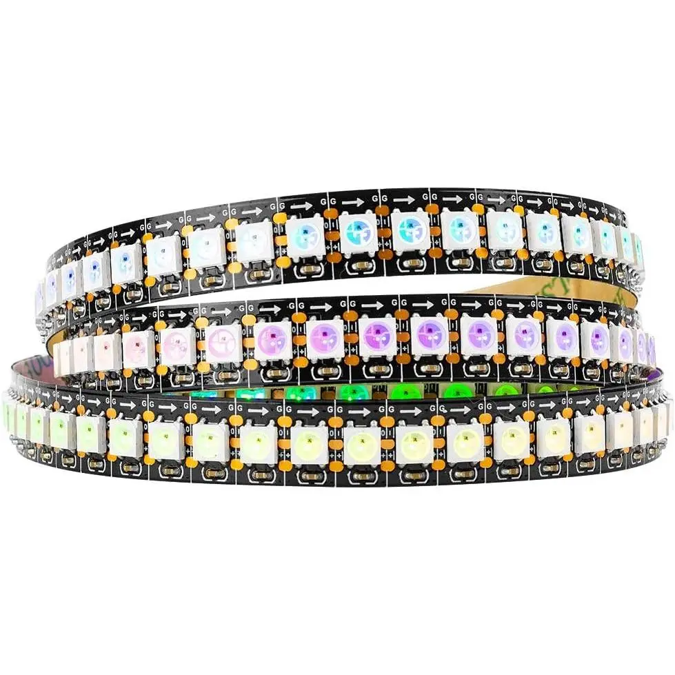 WS2812B IC 5050SMD 24-Bit Individually Addressable LED Strip Lights - UL Listed, DC5V, 3.28FT 144 LEDs, 12mm Width, Flexible PCB, Pure Gold Wires, 3M Tape, IP30, No Adapter/Controller, for DIY Decoration Home Improvement Lighting