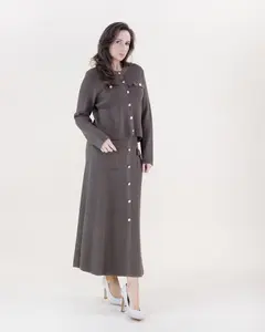 Ribbed Patch Pockets Boxy Cardigan & Ribbed Faux Buttons Knitted Midi Skirt 2pcs Set Fabric Fitted