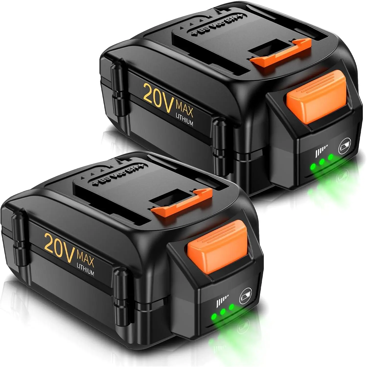 2-Pack Upgraded 8.0Ah 20V Lithium-Ion Batteries, WA3525 Series Replacement for Worx Power Share Max, Compatible with 20V Max Lithium-Ion Battery & Worx Cordless Power Tools WA3575 WA3578 WA3520 WA3742 WG155s WG251s WG890