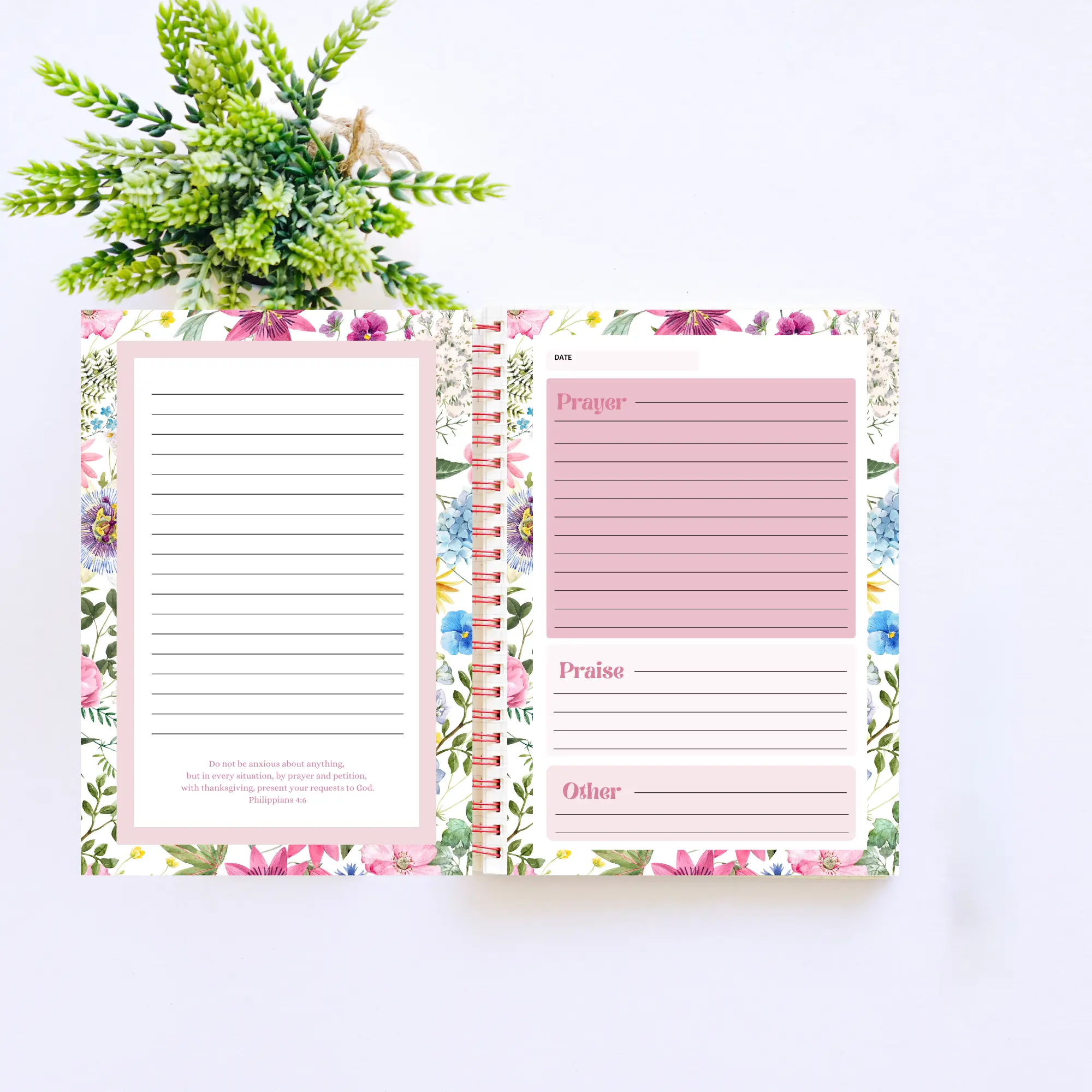 Prayer Journal with Spiral Coil Binder journal prompt A6 Weekly bible study