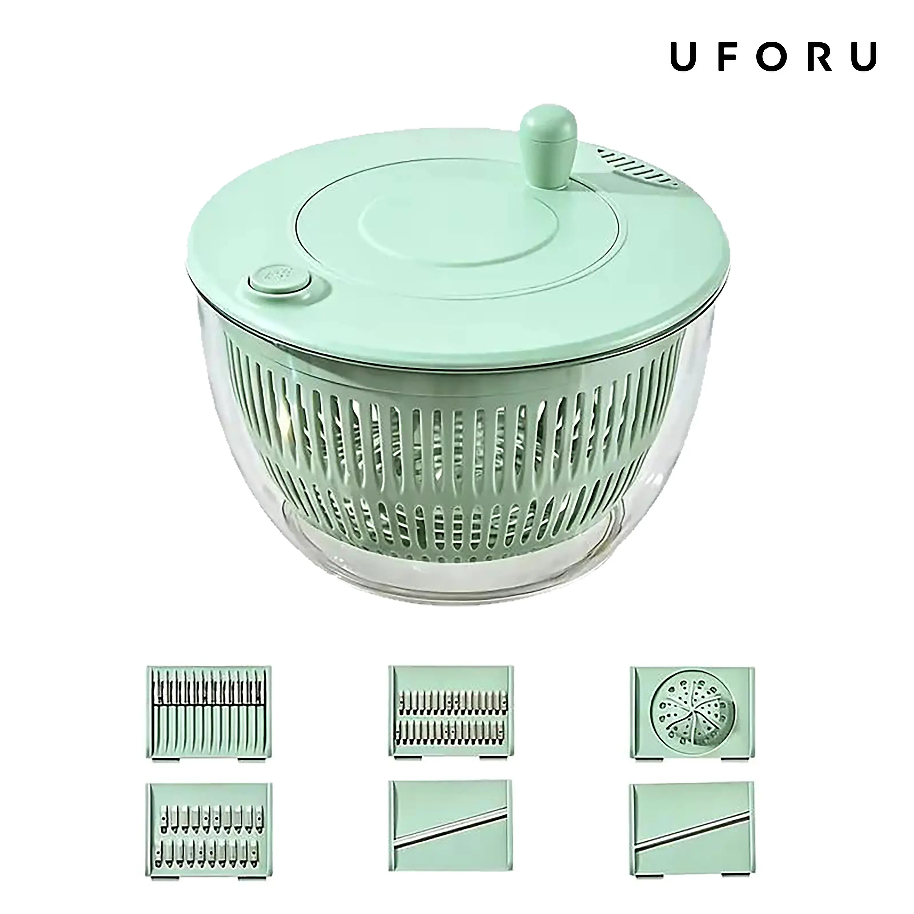 Large 5.3 Qt 3-in-1 Salad Spinner Organiser Set, Home Supplies Kitchen Gadget with Strainer, 5-Blade Slicer, Egg Yolk Strainer & Salad Bowl for Efficient Vegetable Fruit Preparation#SummerWins#DFYD