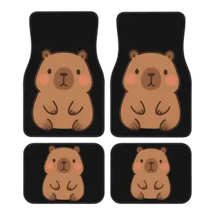 4pcs capybara Car Floor Mat Easy Clean Interior Accessories | Universal Fit for Most Vehicles