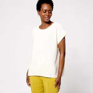 MarlaWynne WynneCollection Drapey Twill Dolman Sleeve Crew Neck Top