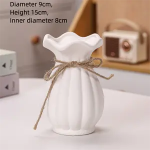 Small Vase White Ceramic Flower Vase,Minimalist Modern Home Decoration,Small Pampas Grass Vases for Decor,Table,Shelf Bookshelf Decorative,Mantel,Entryway Decor and Centerpieces(8 in)g Room Ceramic Flower Vase