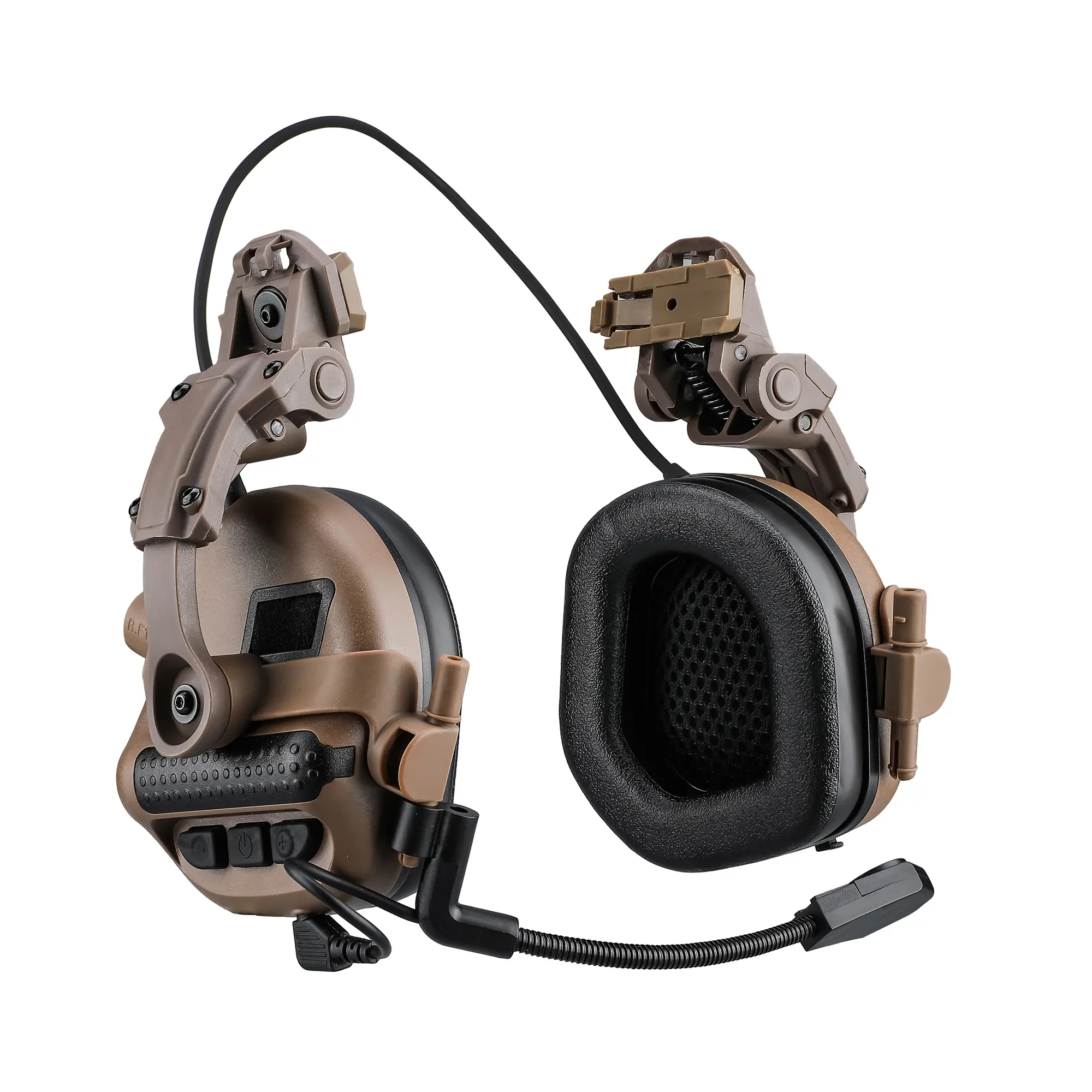 ARM NEXT Tactical Composite Helmet Mount Ear Protectors with Active Noise Reduction & Pickup, Unisex Headset for Hunting & Military, Black