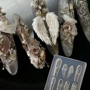 3D Design Nail Art Silicone Mold, Nail Art Decoration Mold, DIY Nail Art Tool for Women & Girls, Wrap Nail Design