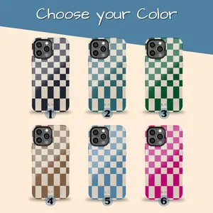Custom Initials Retro Checkerboard iPhone 17 Air Case, Checkers Squares & iPhone Case Compatible with iPhone 15 16 14 17 Pro Max 13 12 11 XR AIR XS Plus Cute Soft Silicone Drop Protection Rugged and Durable