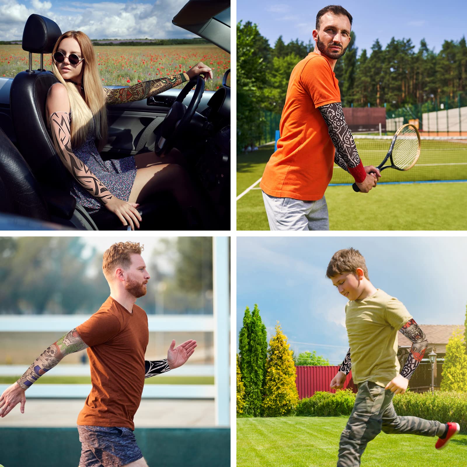 10Pcs Unisex Temporary Tattoo Cooling Arm Sleeves | TattooTok SunSafeTok OutdoorTok UPF 50+ UV Protection Sleeves | Stretchy Nylon Spandex for Cycling Fishing Golf Hiking Biker Outdoor Sports