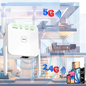 Dual Band WiFi Extender, 1200Mbps Wireless WiFi Repeater, WiFi Extender Signal Booster with Ethernet Port, Covers 10000 Sq Ft and 100 Devices, Essential for Gaming, Quick Setup, for Home and Office