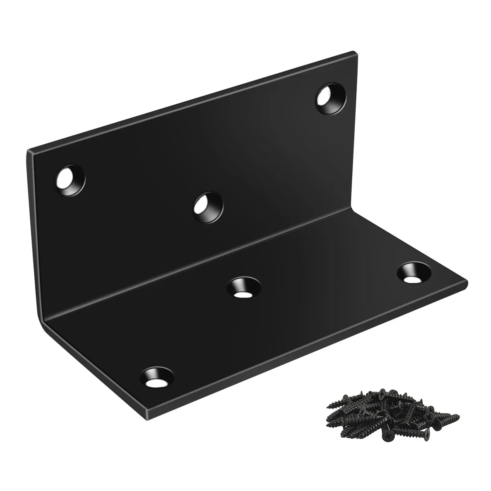 4 Pack 90-degree Corner Brace  2x2x4in Heavy Duty L Brackets Steel Angle With Screws For Furniture Shelves Cabinets Diy Projects Woodworking And Home Improvement Black