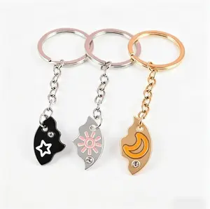 Summervibes Set of 3 Round Rhinestone Star Moon Sun Friendship,Keychain BFF Best Friends Forever Fantasy Cute Pendantfor Unbreakable Friendship