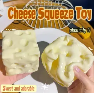 2.76inch Squishy Cheese Block Fidget Toy,Soft Squeeze Stress Relief Sensory Ball forAdults, Anxiety Reliever Fun Desk Decor