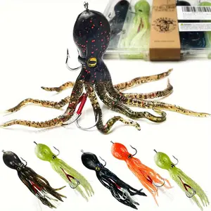 5-Piece Set of Realistic Octopus Fishing Lures - Weighted with Lead, Soft Silicone, Precise Casting and Long-Distance Throwing, Suitable for Freshwater and Saltwater, Mixed Colors, Anatomical Detail Design| Weight distribution lure