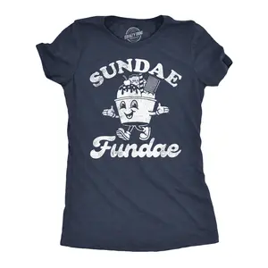 Womens Funny T Shirts Sunday Fundae Sarcastic Ice Cream Graphic Tee for Ladies Funny Womens T Shirts Cute Vintage Fashion Casual Ladies T-Shirt Gift Sarcastic Tops for Women Funny Food Top Women's Novelty Tees Navy -