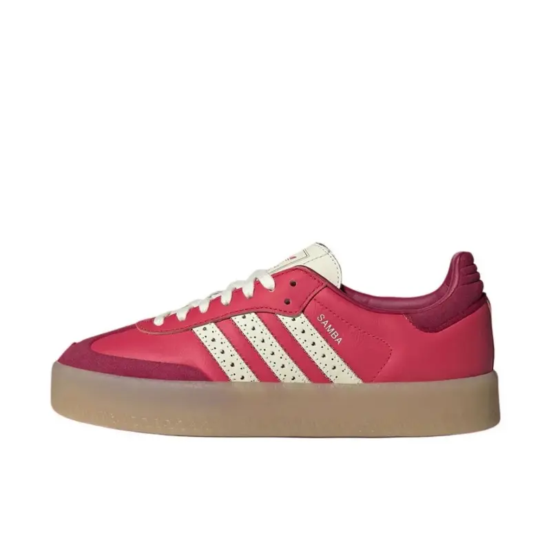 Adidas Sambae Valentine's Day Women's Casual Sports Shoes in Cream Suede with 3-Stripes and Gum Platform Sole, Athletic