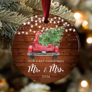 First Christmas Married Ornament, Engagement Ornaments 2024, Our First Christmas Ornament, Wedding Gift, Just Married Ceramic Ornaments, Mr and Mrs Ornament, Christmas Gift for New Couple