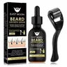 EAST MOON Organic Beard Growth Kit for Men - 60ml Alcohol-Free Unscented Beard Nourishment Bottle, Skin-Nourishing Organic Oil Serum, Rosemary Oil Follicle-Stimulating Derma Roller, Lightweight Daily Care Gift for All Skin Types
