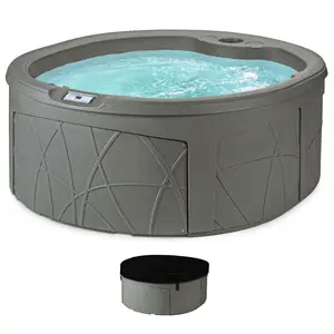 LifeSmart Key Largo Hot Tub Spa with 110 Volt Plug and Play and LED Light, Taupe