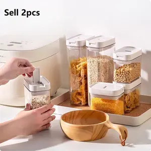 Food Grade Pet Sealed Storage Jars Set, Coffee Beans Grains Noodles Food Container, Moisture Proof Preservative Box for Kitchen Organization