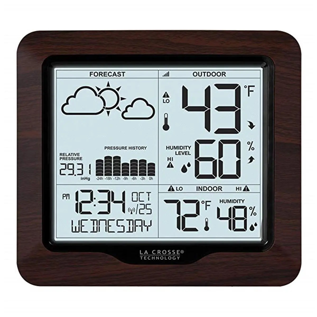 Lacrosse  Backlight Wireless Forecast Station & Atomic Time with Pressure, Atomic Clock Sync