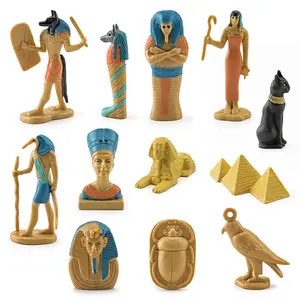 Set of 12 Egyptian Pyramid Lion Face Mummy Boxes, Educational Mini Models for Desktop Décor, Perfect Sandbox Decoration, Ornaments, Figurines, Statues