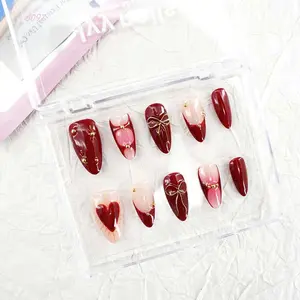 .DP.6097.Red French Bow Wearable Nail Art