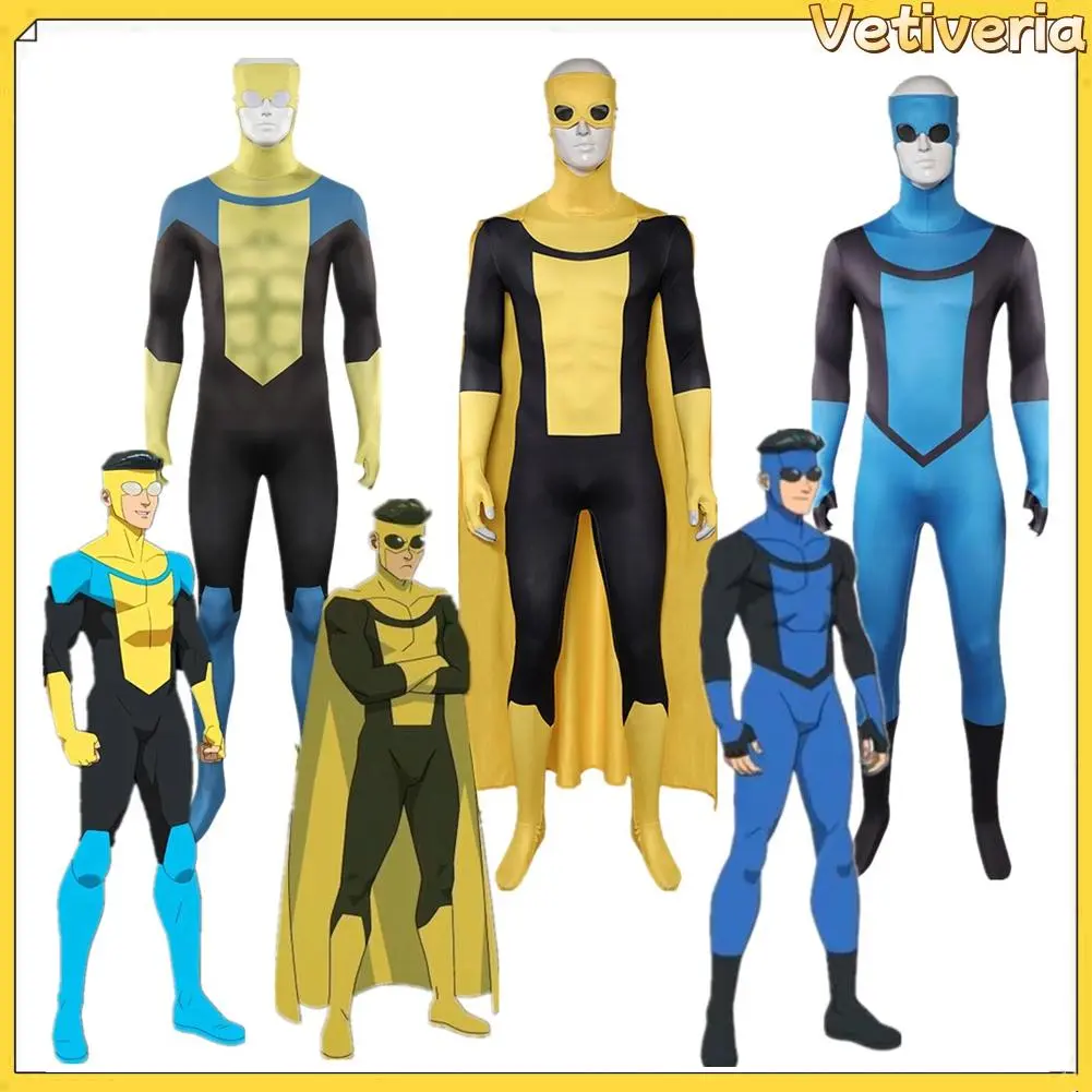 Halloween Adult Mark Grayson Costume Jumpsuit Cosplay Zentai Bodysuit Fantasia Men Outfits Carnival for Male Party Mask Suit